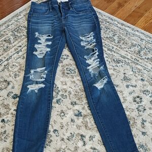 PacSun Dark Blue Distressed Skinny Jeans